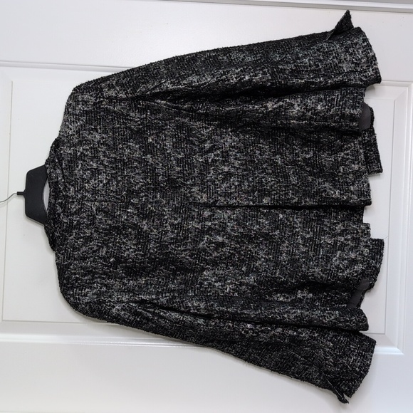 Eileen Fisher Metallic Open Front Blazer Jacket Black Silver Wool Blend XL - Picture 4 of 14